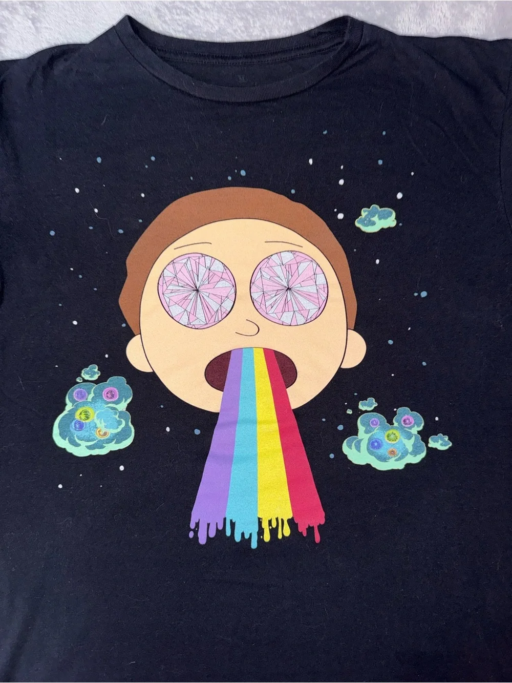Mens Black Rick and Morty Rainbow Graphic tee
